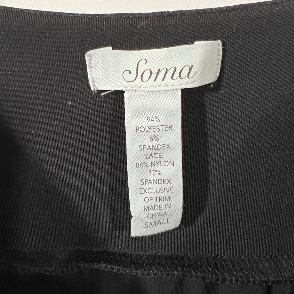 Soma Nightgown with Slit in Black with Light Pink Lace Size Small - Picture 7 of 8